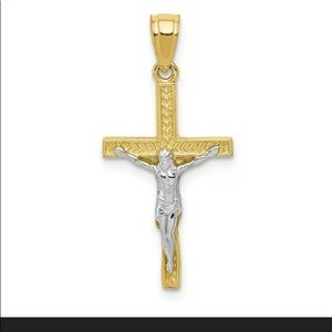New 10K & Rhodium Crucifix pendant religious charm